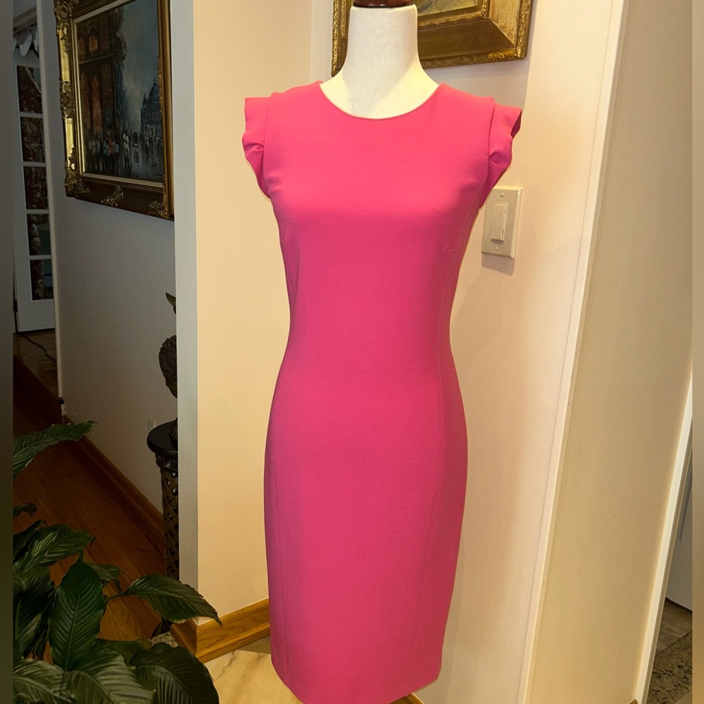 Emilio Pucci Pink Sheath Midi Dress Sleeveless Crew Neck